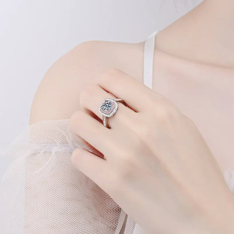 Romantic Girl Birthday Gift 18K White Gold Women Wedding Band 1CT VVS D Color Moissanite Diamond PT950 Platinum Valentine's Day