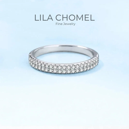 Classic Quality Platinum PT950 Womens Wedding Band Ring VVS1 DColor Brilliant Moissanite Double Row Diamond Luxury Gift for Girl