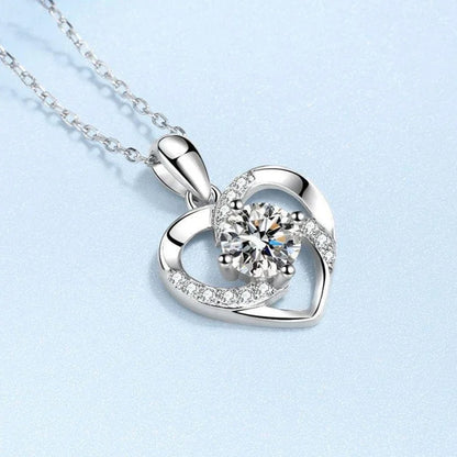Colar de coração de platina PT950 para presente de aniversário de namorada, joia de casamento para filha, diamante moissanita 0,8 ct, dia dos namorados