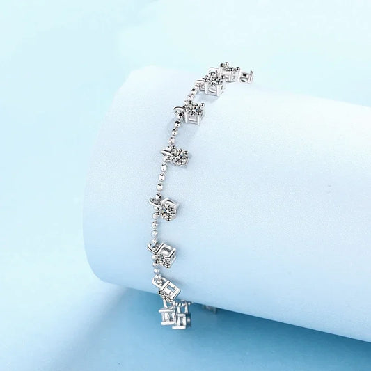 Daughter Birthday Gift 18K White Gold Bracelets 1.3/3.9CT Moissanite Diamond Women Wedding PT950 Platinum Girl Valentine's Day