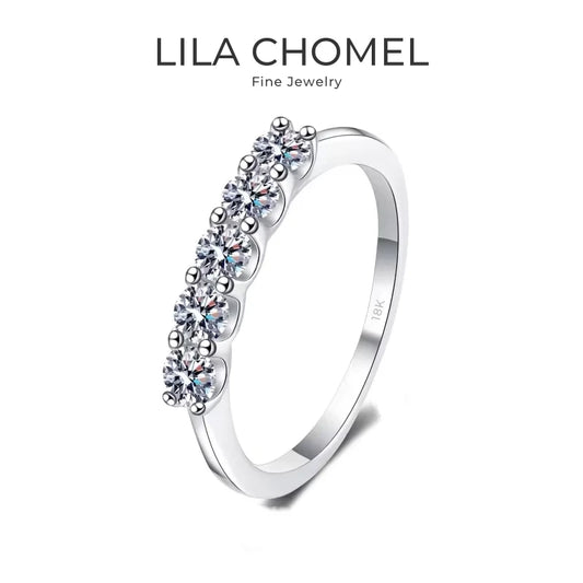 Girl Birthday Gift Rings 18K White Gold Women Wedding Band 0.5CT Moissanite Diamond Engagement PT950 Platinum Valentine's Day
